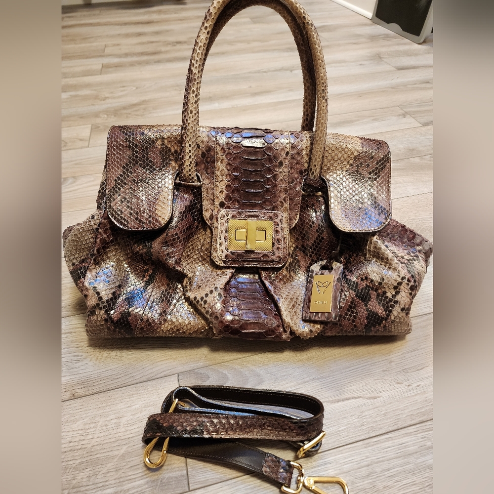 ghibli python leather large satchel purse